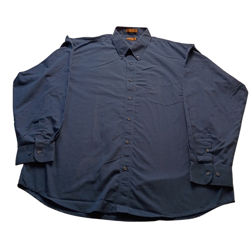 Ike Behar Button Down Men's Dress Shirt Single Needle Tailor XL Navy Blue Casual